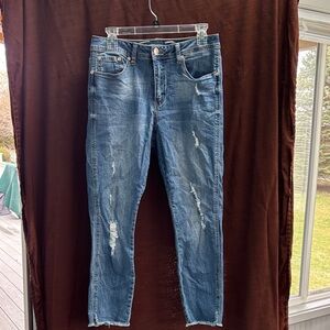 Seven7 Women's Distressed Skinny Jeans in Faded Blue